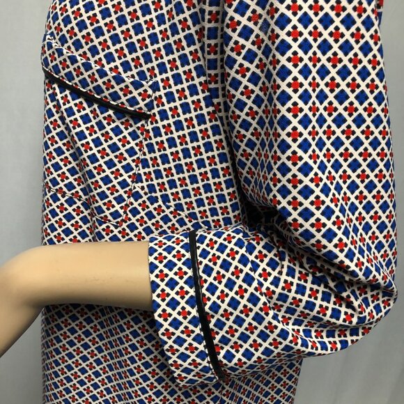 Merona Dress Womens Sz Large Red White Blue Stretch Shift Comfy Office Patriotic - Picture 5 of 9